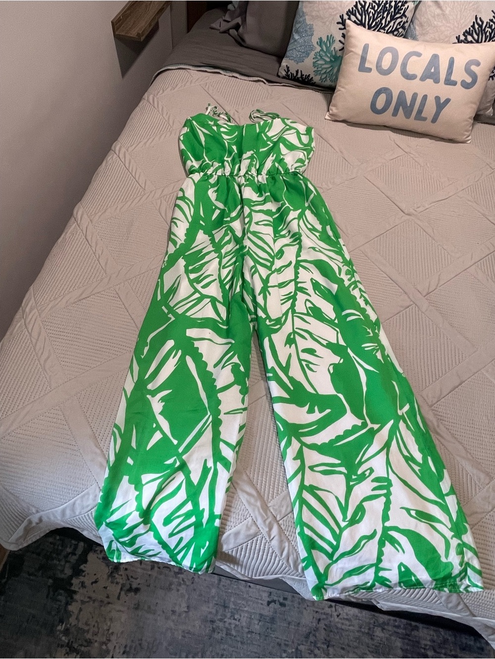Lilly Pulitzer Green and White Tropical Jumpsuit
